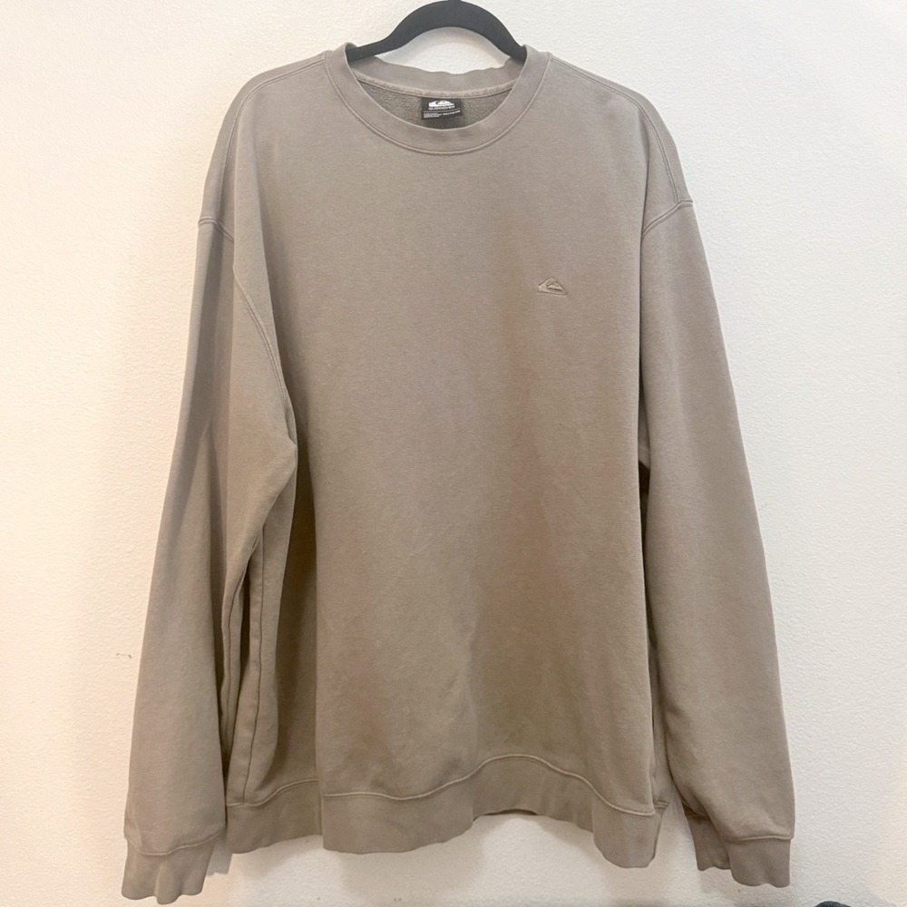 Quiksilver Men XXL Sweatshirt Tan Embroidered Logo Crewneck SURF GORP STREETWEAR